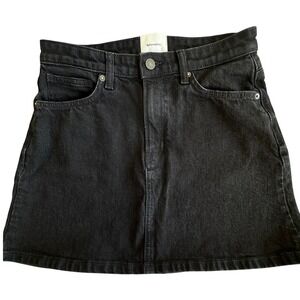 Reformation Lydia High Rise Denim Mini Skirt Black Size 29